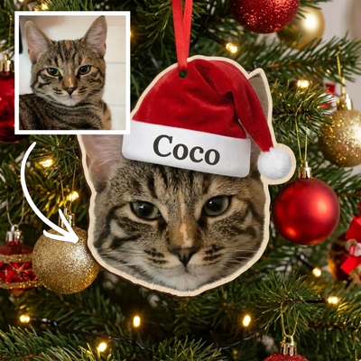 Pawmas Custom Pet Face Christmas Ornament
