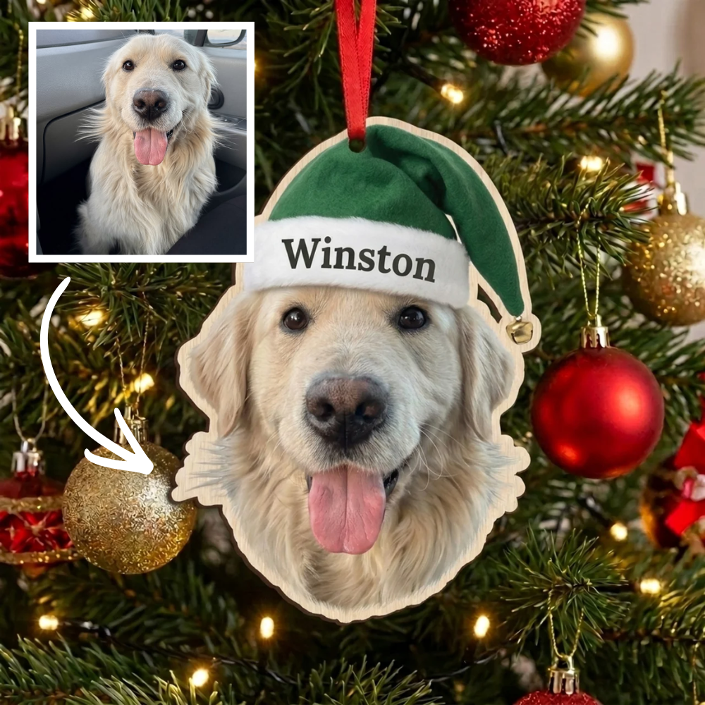 Pawmas Custom Pet Face Christmas Ornament