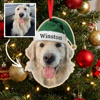 Pawmas Custom Pet Face Christmas Ornament