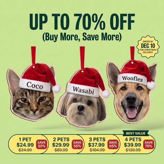 Pawmas Custom Pet Face Christmas Ornament