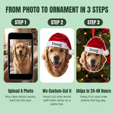 Pawmas Custom Pet Face Christmas Ornament